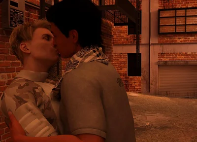 Summer Vacation - Two Gay Army Boys Kiss