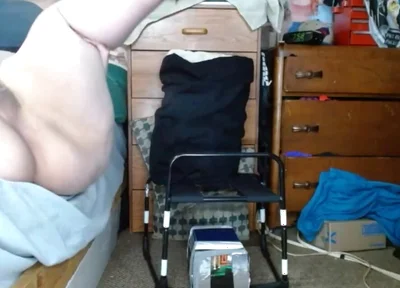 Fat Cross Dresser Bouncing Its Tits While Taking a Dildo in Asshole