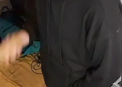 I Masturbate in Sweatpants, a Black Sweatshirt and Nike Sneakers