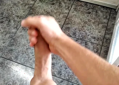 The Huge Fat Cock Took a Long Time to Get Hard, but in the End It Grew and Cums