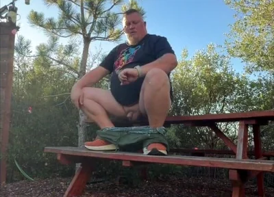 Chubby Guy Almost Caught Playing with His Soft Cock