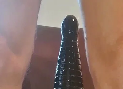 Extreme Solo Toy Session Close up Big Dildo