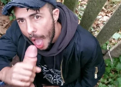 Scally boy sucking cock outdoor
