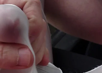 Nylonjunge Playing with Cock in White Nylon Shorts