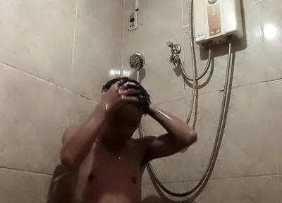 Filipino Solo Shower: Slim Asian Twink Jerks Big Cock