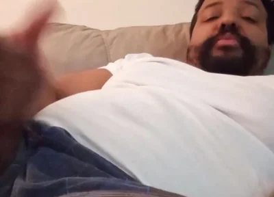 Stepdaddy Bounces Dick, Flexes Balls and Shoots Cum on His Leg