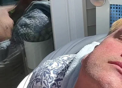 Hunk Stepdaddy Bear Naked Sunbathing in the Veranda 1