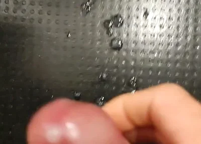 Moaning as I Squirt My White, and Thick Cum All Over the Floor with My Thick, Shaved, Cock