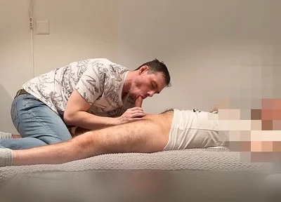 Young Hairy Straight Plumber Gets Sucked on the Couch Until He Cums