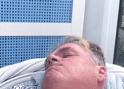 Hunk Stepdaddy Bear Naked Sunbathing in the Veranda 6