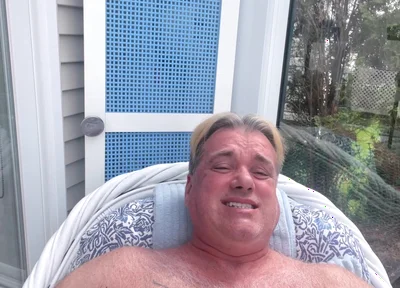 Hunk Stepdaddy Bear Naked Sunbathing in the Veranda 6