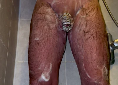 I'm Taking a Shower with a Chastity Belt on My Penis!