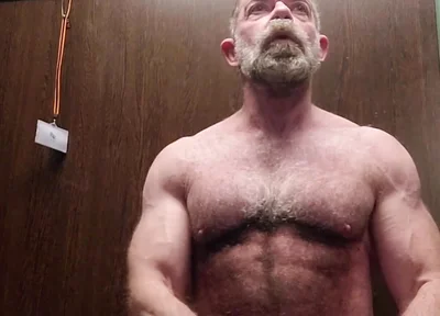 Hairy Stepdaddy Solo in Lockerroom
