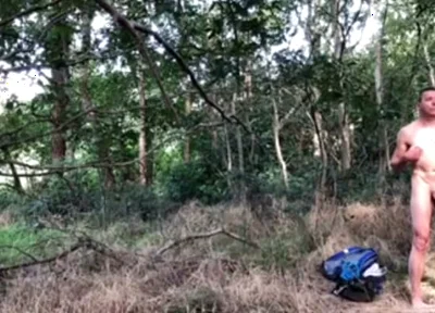 Naked Dude Cruisung in the Woods