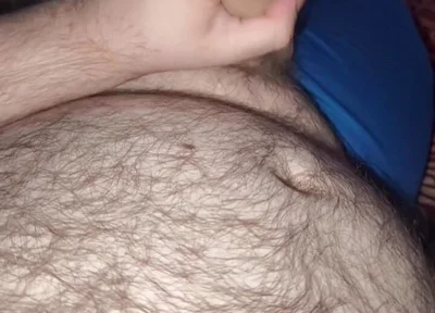 Fat Bear Jacking off & Cumming on Hairy Belly