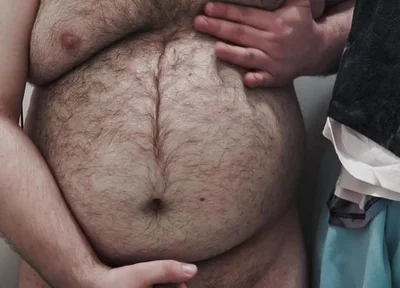 Fat Bear Jerks off on Toilet and Licks up His Cum