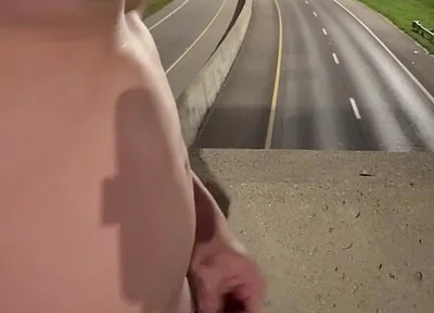 Asian Muscle Hunk Strips Naked on the Bridge - Ripped Flexing & Massive Cumshot