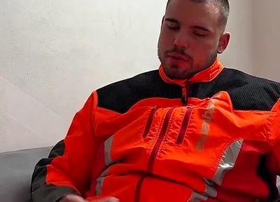 Tyler Blake Hivis Workwear, Muscle Flex, Dildo Play, Jerking off in Gear.