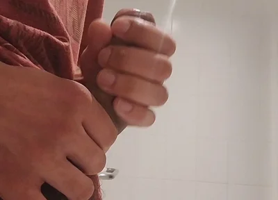 Cumshow in the Bathroom at Work