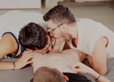 Two Bearded Studs Suck My Cock Like There's No Tomorrow