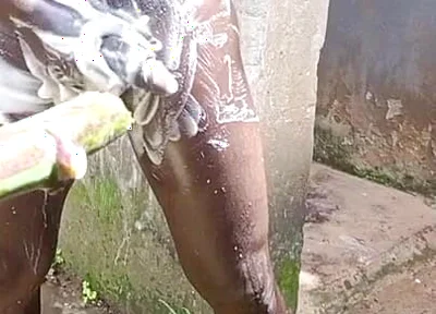 Outdoor Shower Takes Into Wide Cumshots