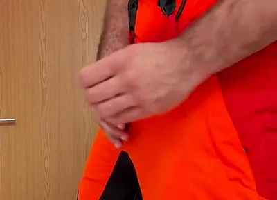 Tyler Blake Jerking off in Hivis Lumberjack Workwear - Muscle Flexes & Explosive Cumshot