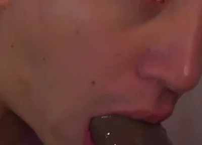 Stepdaddy’s Little Sissy Bitch Sucks and Deepthroats Big Black Cock