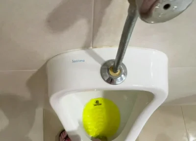 Dared to Piss Fully Naked in Public Toilets Urinal