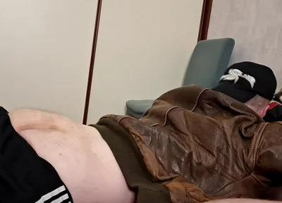 Chav Boy in Leather Bomber Jacket and Scally Gear Get Fucked Leather Bear