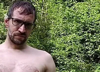 Masturbating Outside in the Woods Completely Naked, Huge Cumshot