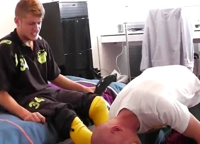 Soccer master stinky feet socks licking