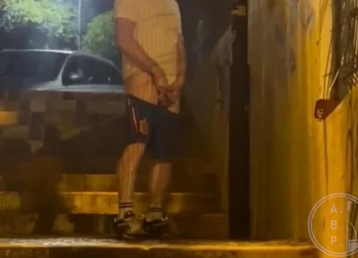 Straight Boy Caught Peeing in the Street for the Second Time in the Same Night - Homemade Video
