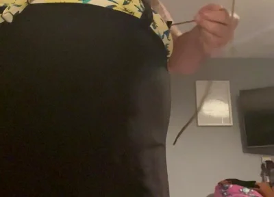 Cock and Ball Bondage with Crossdress to Go Out