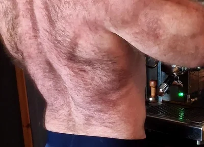 Muscle Bear Has Coffee