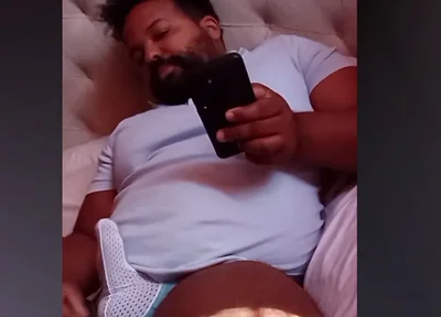 Stepdaddy Bear Plays with Covered Cock on Live
