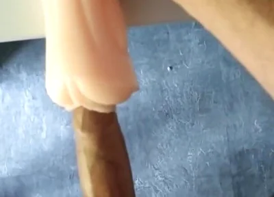 Perverted Pig Uses This Toy to Insert His Big Hard Wet Cock, and Cums Inside Obviously Bareback