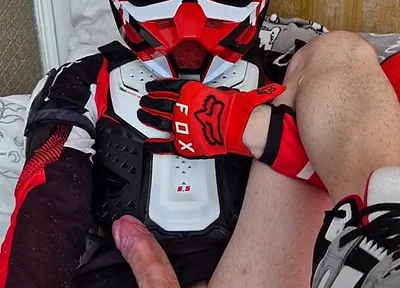 In Biker Gear, He Brought to Orgasm