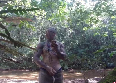 Handjob in the Waterfall Cumming with Soft Cock