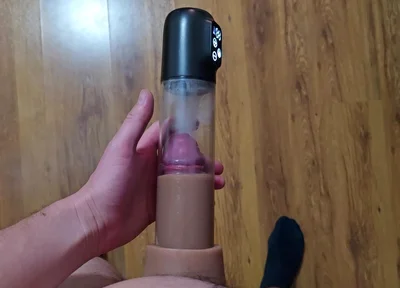 Just a Moment After an Intense Orgasm a Penis Vacuum Pump Full of Sperm