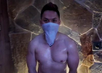 Naked Asian Muscle Hunk Dawn Outdoor Shower Flex - Thick Biceps, 6-pack Abs, V-taper Back & Big Cumshot