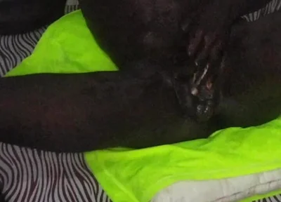 African Boy Wanking His Long BBC and Ended with Hot Cum