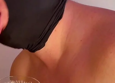 Cock Squirts in the Cum Glass at the Gloryhole