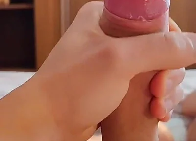 A Young Guy with a Big Cock Lies on the Bed and Moans Loudly to a Strong Orgasm - Alex Huff