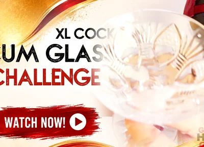 Cock Squirts in the Cum Glass at the Gloryhole