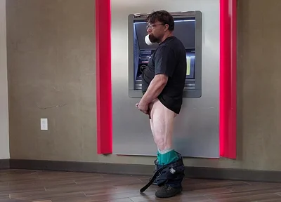 Jerking off at Bank
