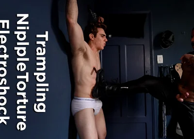 BDSM Leather Session - Trampling CBT and Nipple Play