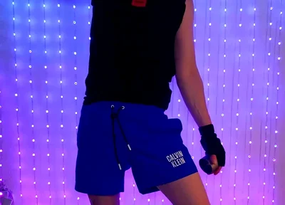 Fitness Workout in Blue Ck Shorts