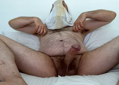 Big Dick Bear Sniffing and Huffing Dirty White Briefs and Cums