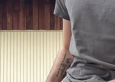 Russian Boy Plays with His Cock on the Terrace. Very Risky