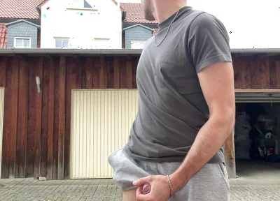 Russian Boy Plays with His Cock on the Terrace. Very Risky